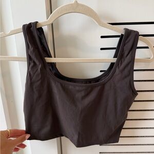 Adanola Activewear Set Espresso Brown – Cross Waist Leggings + Sports Bra